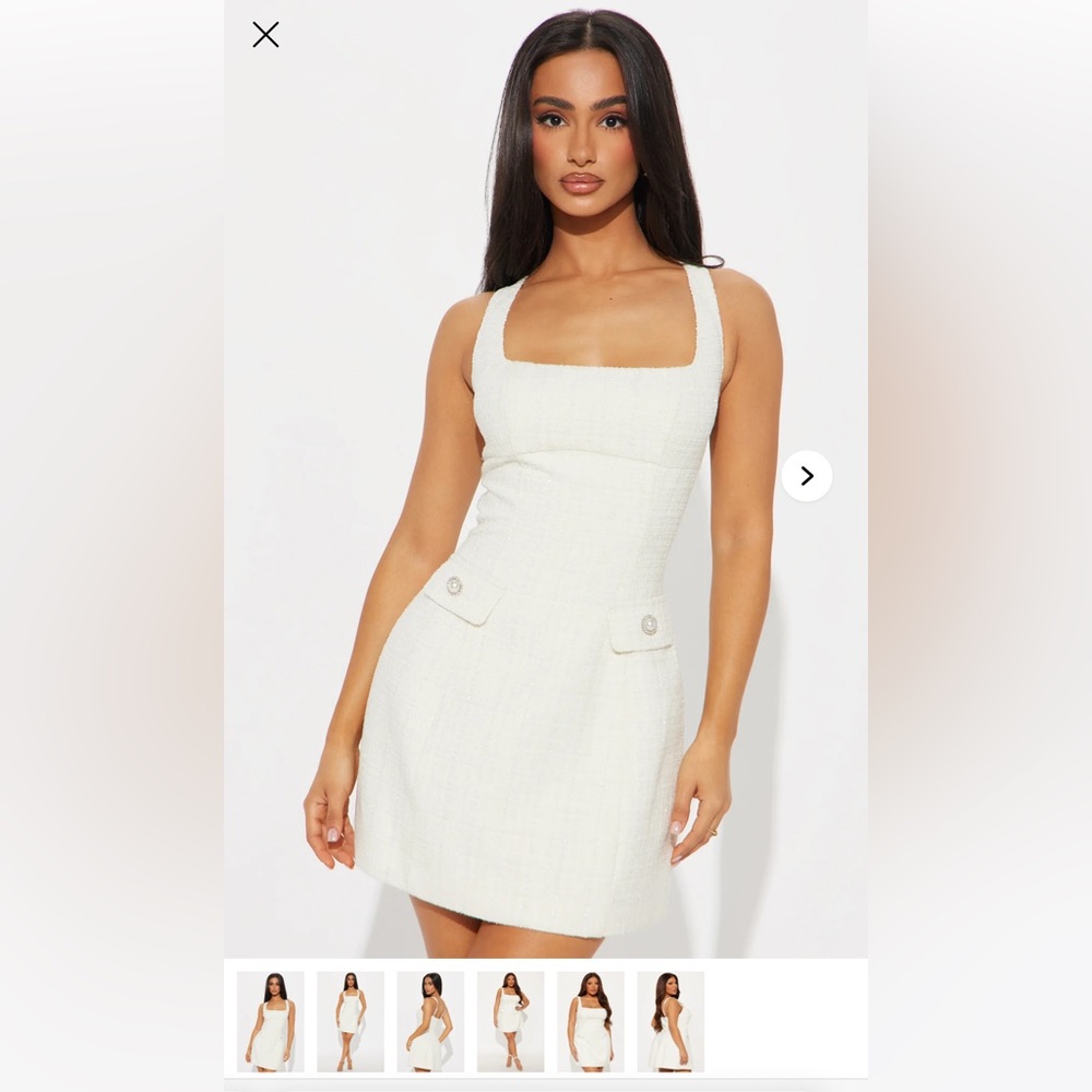 Fashion nova White Tweed Micro Mini Dress